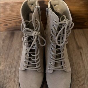 Dolce Vita Beige Lace-Up Women's Boots